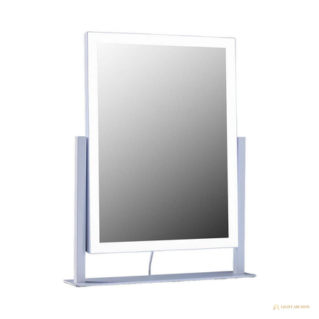 Light Archon Mirelle 17.3 in. LED Lighted Vanity Mirror with 5X Magnification Detail Mirror, Silver - front view