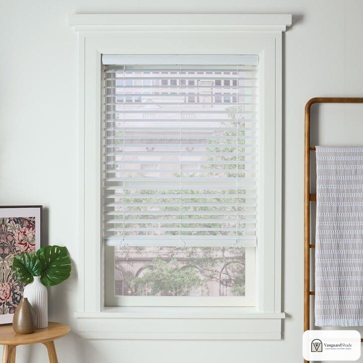 Vanguard Shade 2 in. Vinyl Blind, Corded, Custom Cut Width - front view