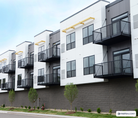 Fast Balcony Picket Railing Bolt-On Aluminum Balcony System - elevation view