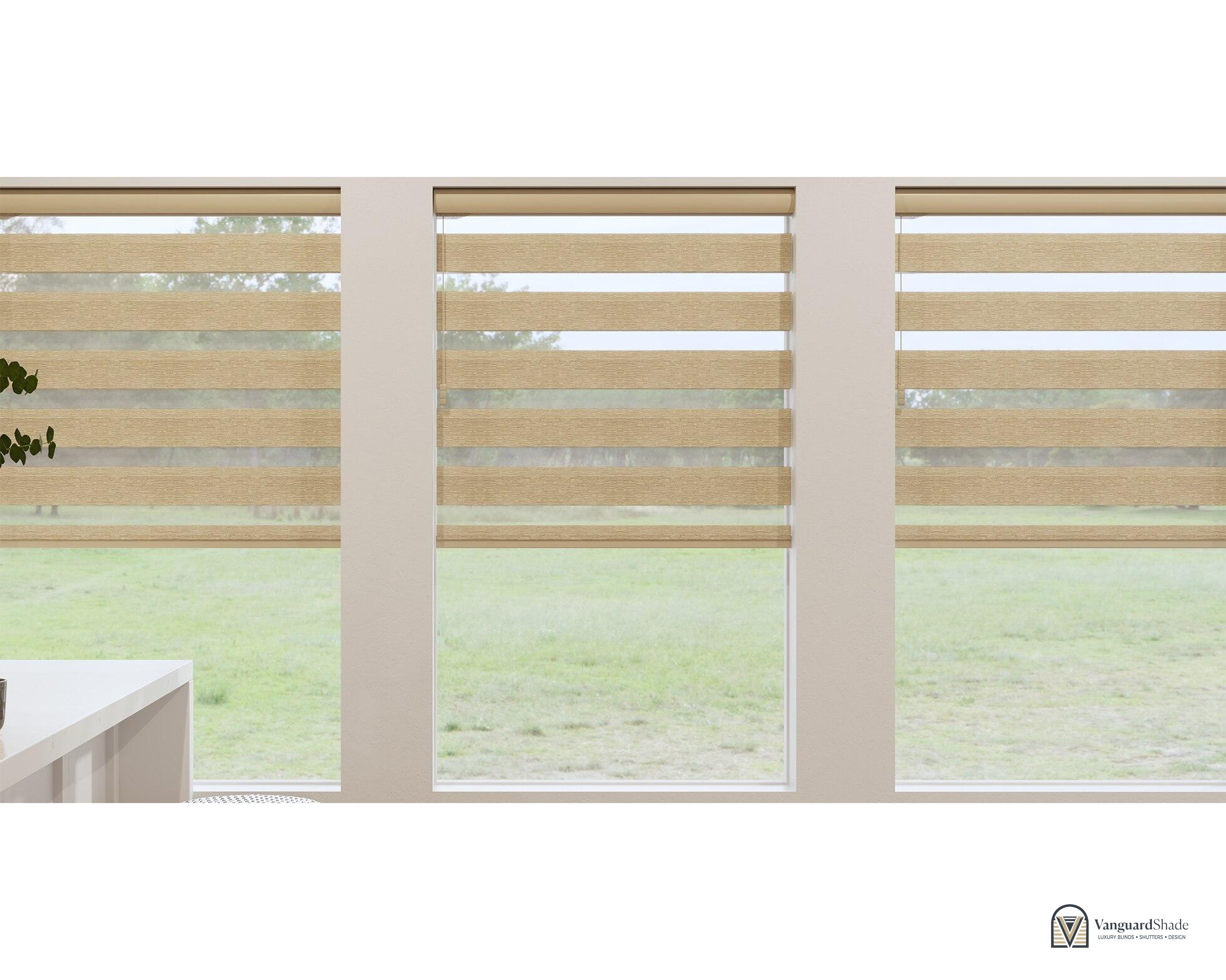 Vanguard Shade Zebra Dual Layer Shade, Cordless, Custom Cut - front view