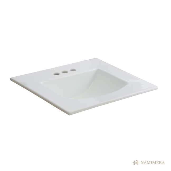 Namimera 21 in. Drop-In Rectangular Vitreous China Bathroom Sink, White - front view