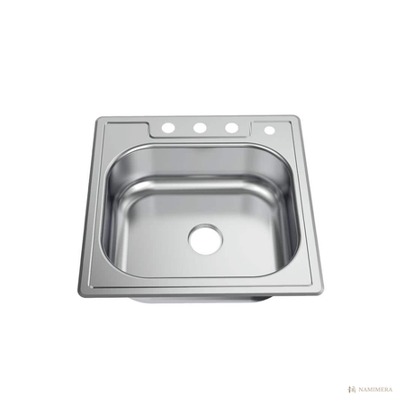 Namimera 25 in. Drop-In Single Bowl 22-Gauge Stainless Steel Kitchen Sink - front view