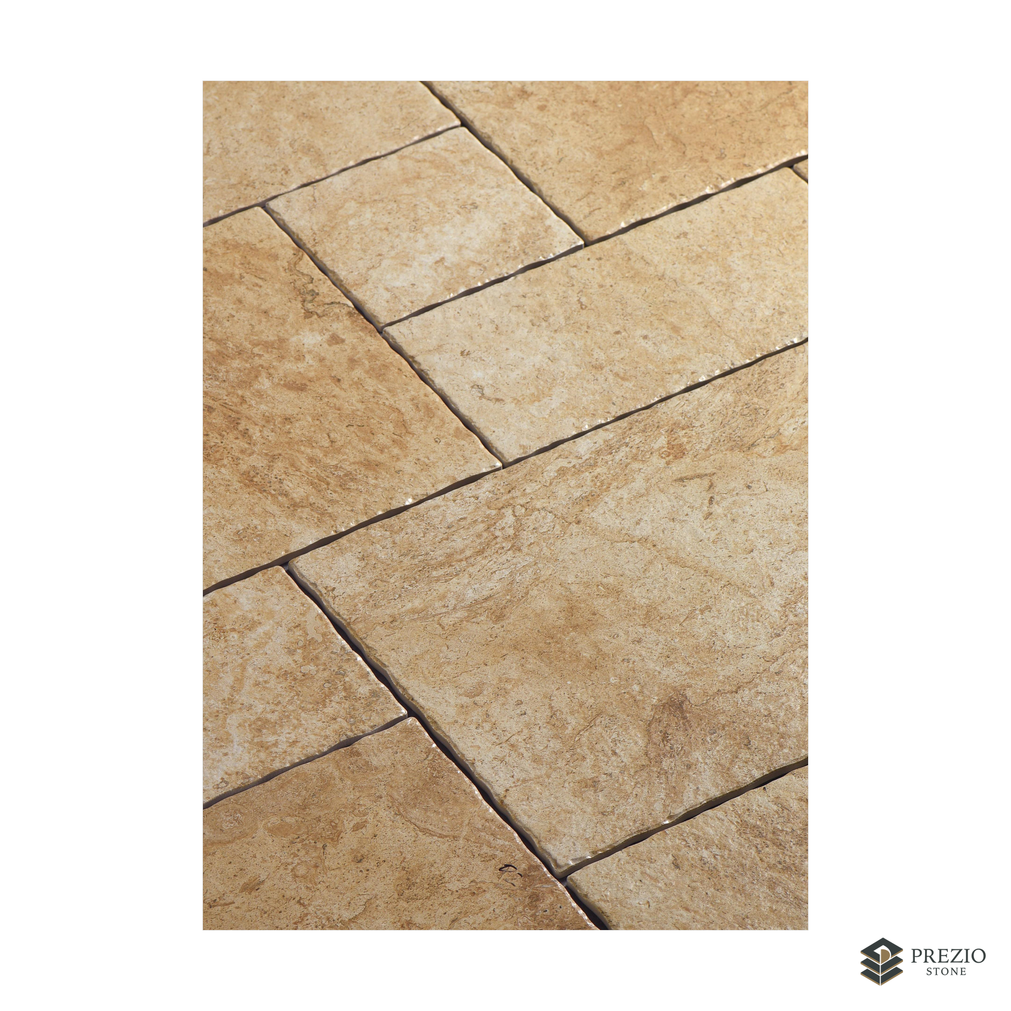 Prezio Stone Brown Sandstone Limestone Look Porcelain Tile, Modular Set - primary material view