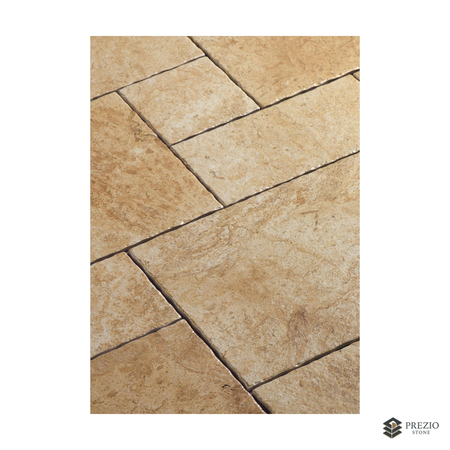 Prezio Stone Brown Sandstone Limestone Look Porcelain Tile, Modular Set - primary material view