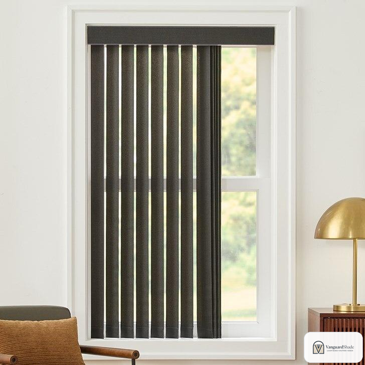 Vanguard Shade 3.5 in. Fabric Vertical Blind, Custom Cut Width - front view