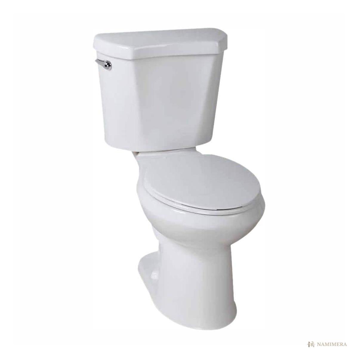 Namimera Two-Piece Elongated Toilet, 1.28 GPF Single Flush, 12 in. Rough-In, White - front view