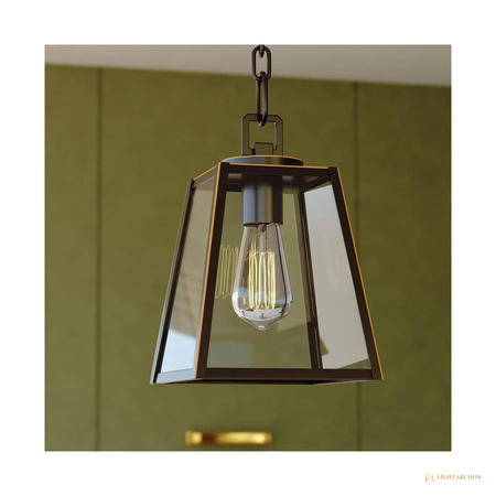 Light Archon Fenwick 7 in. Lantern Mini Pendant with Clear Glass Panels - front view