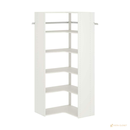 Vista Closet 30.5 in. White Corner Wall-Hung Wood Closet Unit - front view