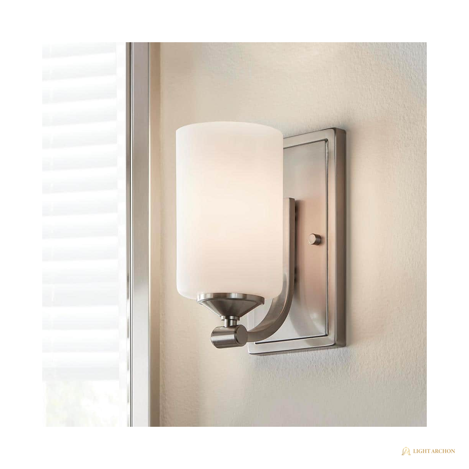 Light Archon Vesper 4.5 in. 1-Light Wall Sconce with Frosted Opal Shade, Brushed Nickel - front view