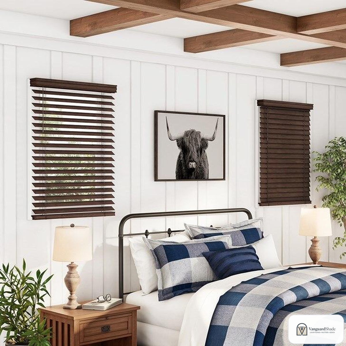 Vanguard Shade 2 in. Basswood Wood Blind, Cordless, Custom Cut Width - front view