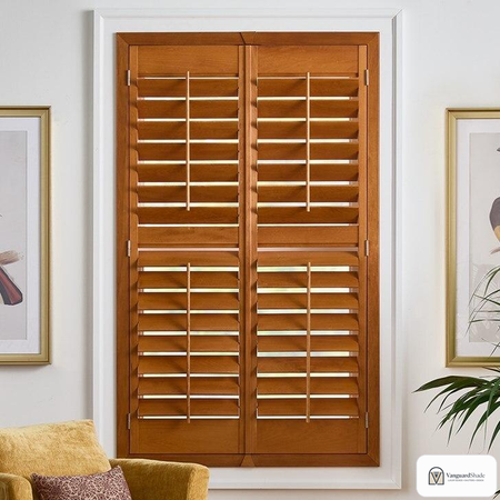 Vanguard Shade 3.5 in. Louver Wood Plantation Shutter, Custom Size - front view