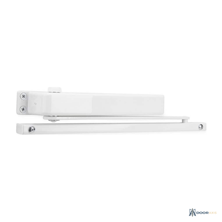 Door Axis Residential Mini Door Closer with Hold Open, Size 3, White - front view