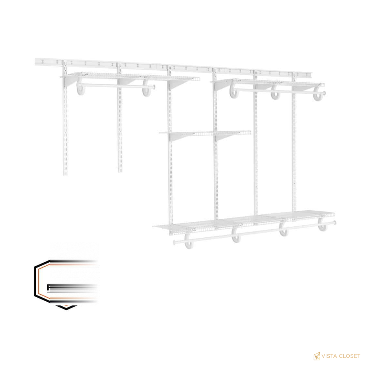 Vista Closet 5 ft to 8 ft Heavy-Duty Adjustable Steel Closet Kit - front view