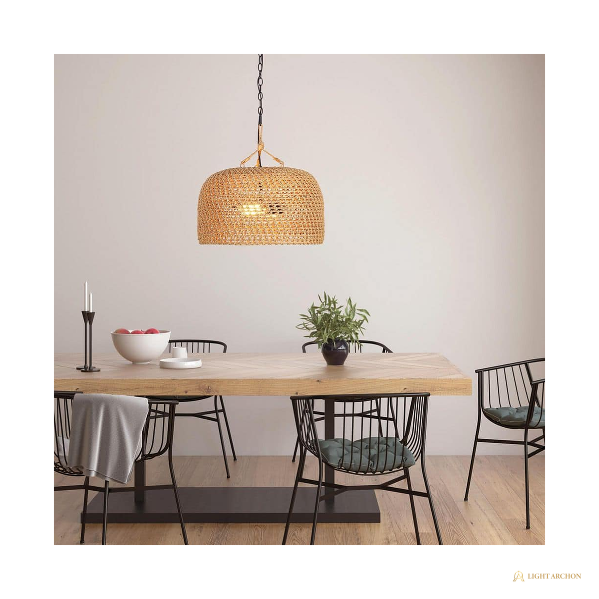 Light Archon Palmera 18 in. 2-Light Woven Dome Pendant - front view