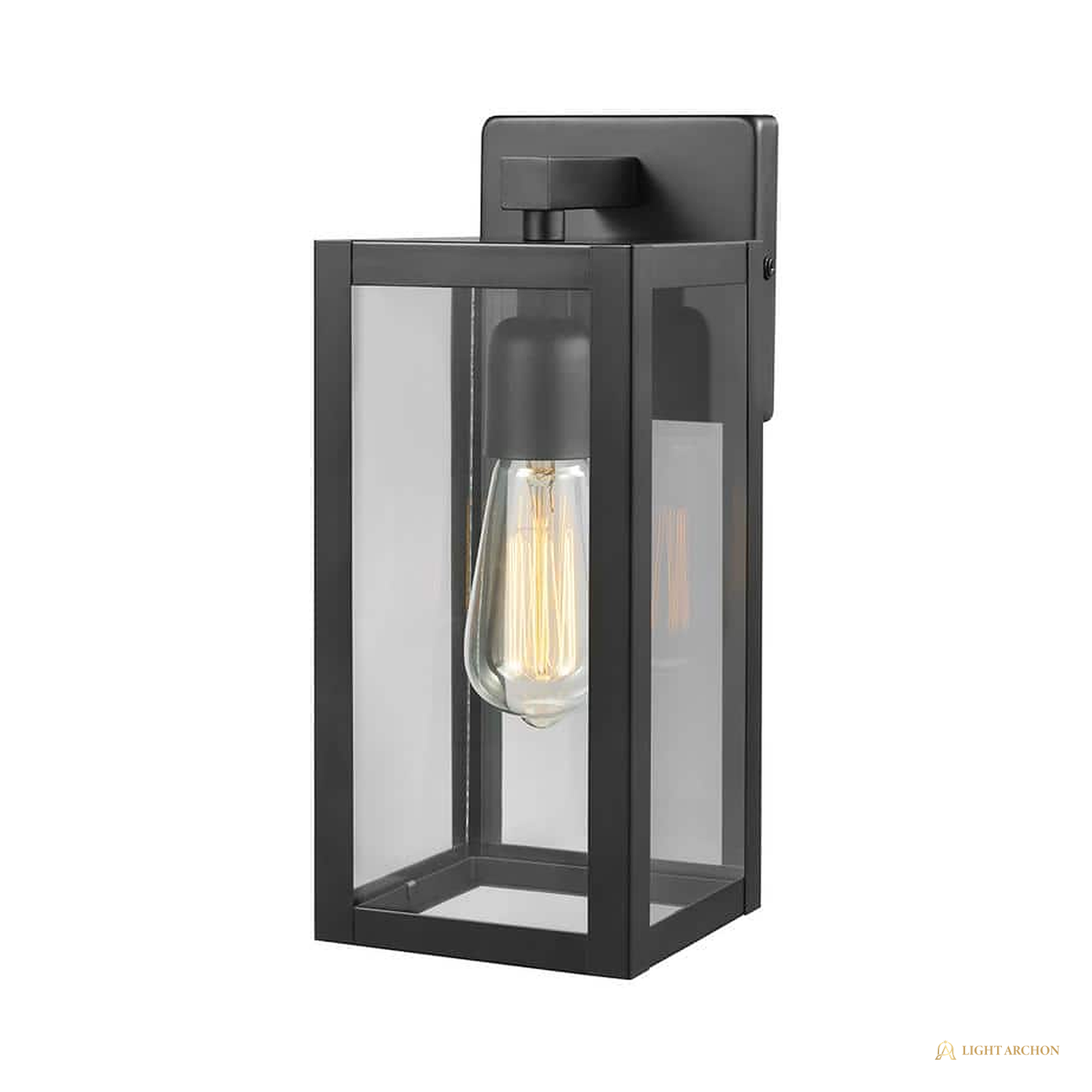 Light Archon Warden 12 in. Outdoor Wall Lantern, Matte Black - front view