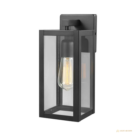 Light Archon Warden 12 in. Outdoor Wall Lantern, Matte Black - front view