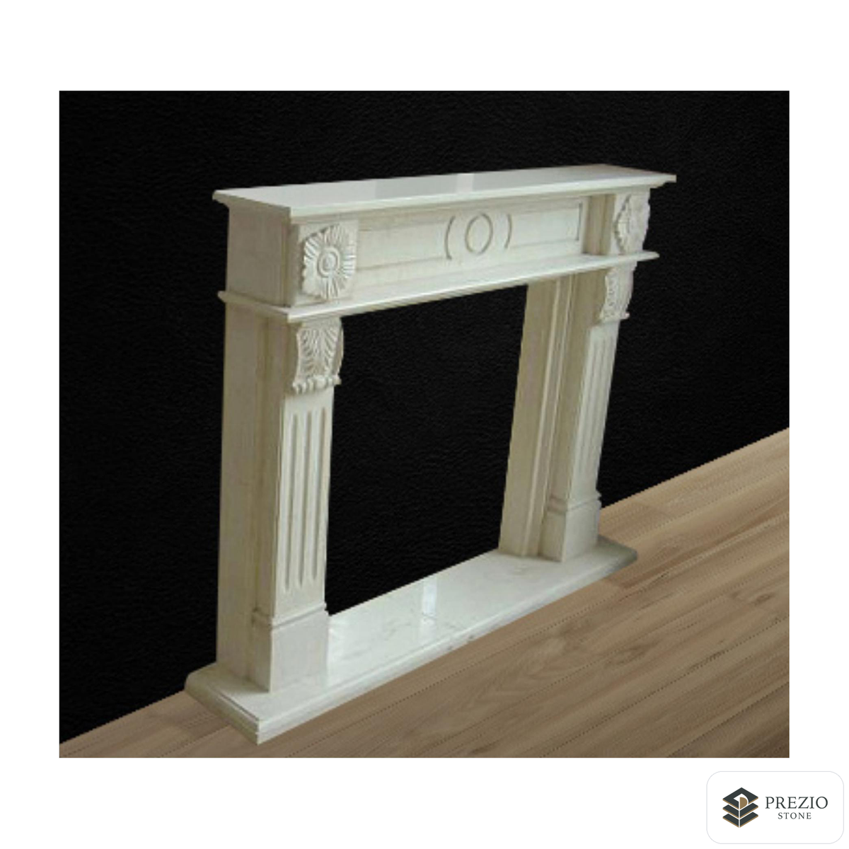 Prezio Stone Camille 59 in. W Carved Stone Fireplace Mantel, Based on Carrara Marble - primary material view