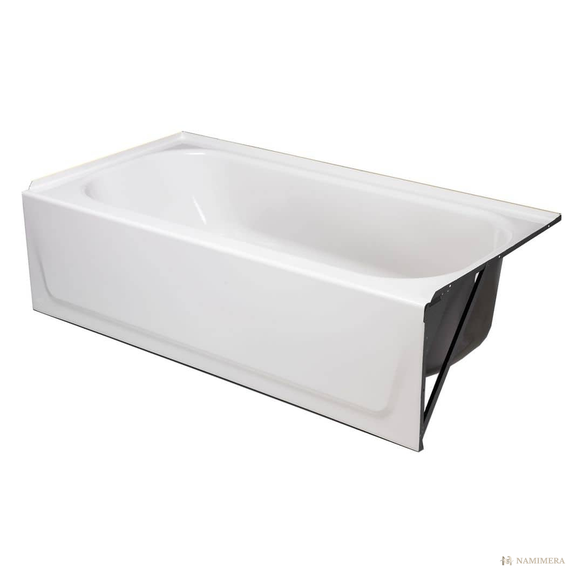 Namimera 60 in. x 30 in. Alcove Soaking Bathtub in Enameled Steel, Left or Right Drain, White - front view