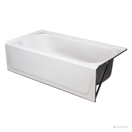 Namimera 60 in. x 30 in. Alcove Soaking Bathtub in Enameled Steel, Left or Right Drain, White - front view
