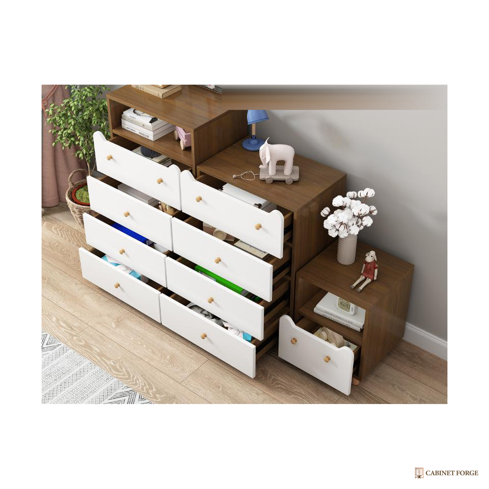 Cabinet Forge Walnut Two-Tone Drawer Chest - front view