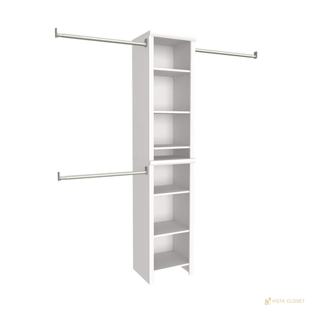 Vista Closet 17 in. W White Trimmed Wood Closet Tower with Drawer Options - front view
