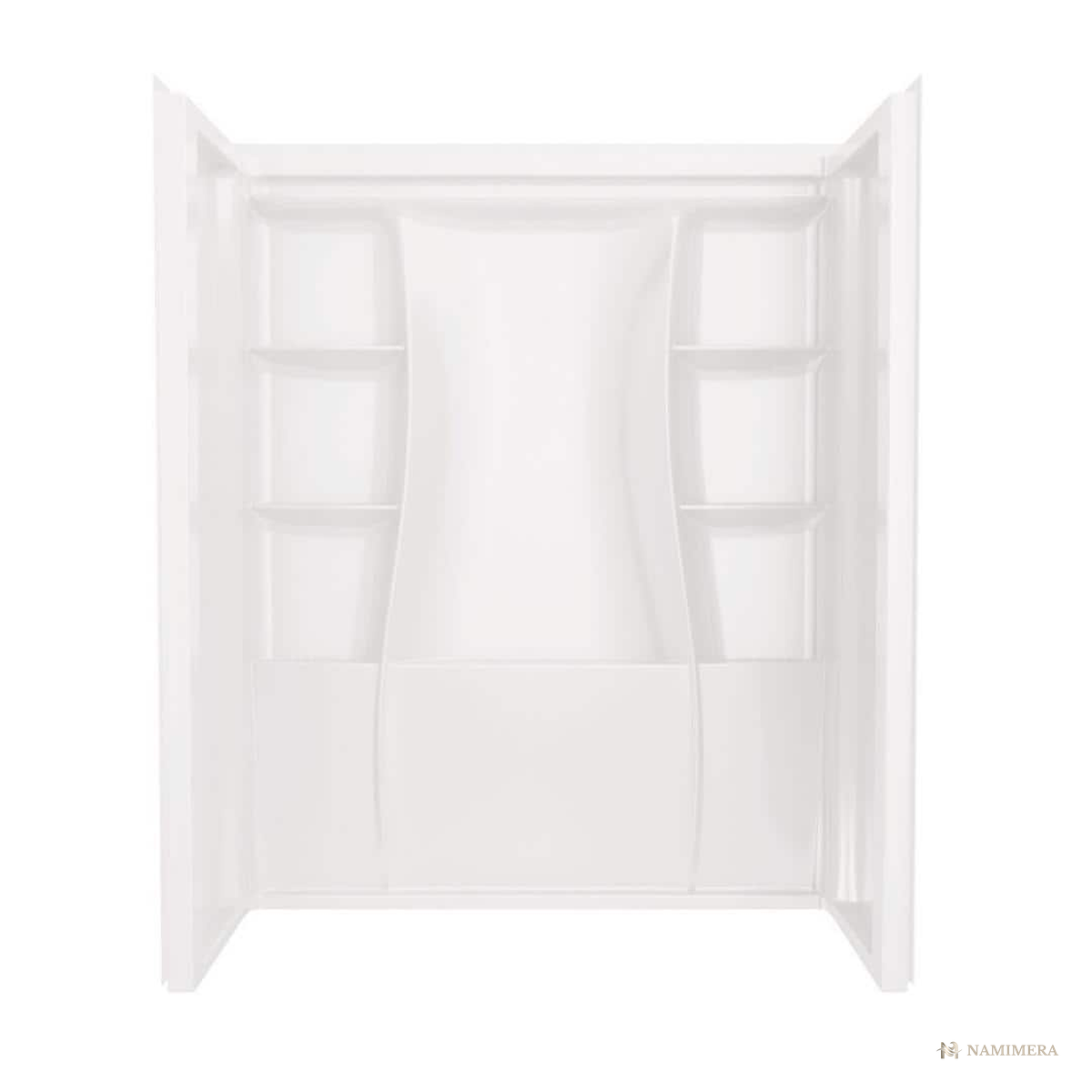 Namimera 60 in. W x 73.25 in. H x 32 in. D 3-Piece Direct-to-Stud Alcove Shower Wall Set, White - front view