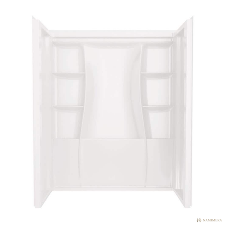 Namimera 60 in. W x 73.25 in. H x 32 in. D 3-Piece Direct-to-Stud Alcove Shower Wall Set, White - front view
