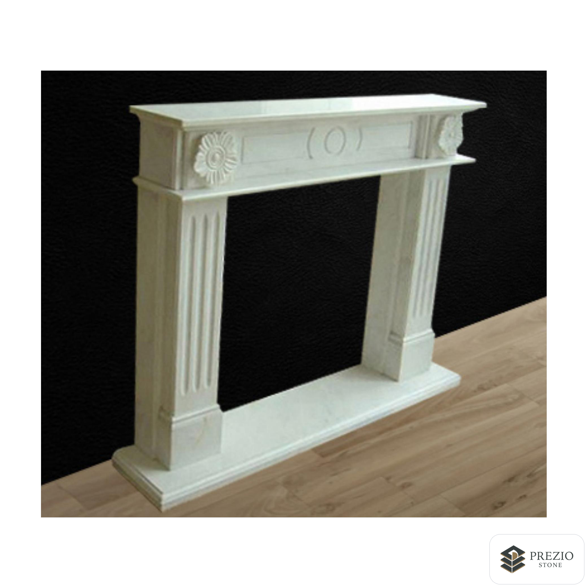 Prezio Stone Aurora 59 in. W Carved Stone Fireplace Mantel, Based on Carrara Marble - primary material view