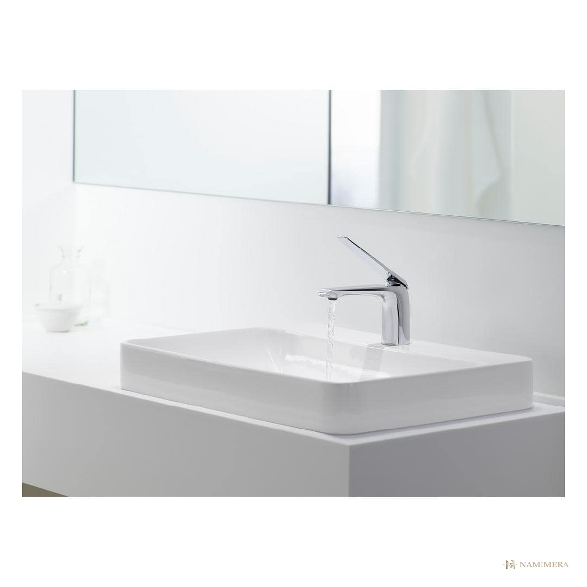 Namimera 23 in. Rectangular Vitreous China Vessel Bathroom Sink, White - front view