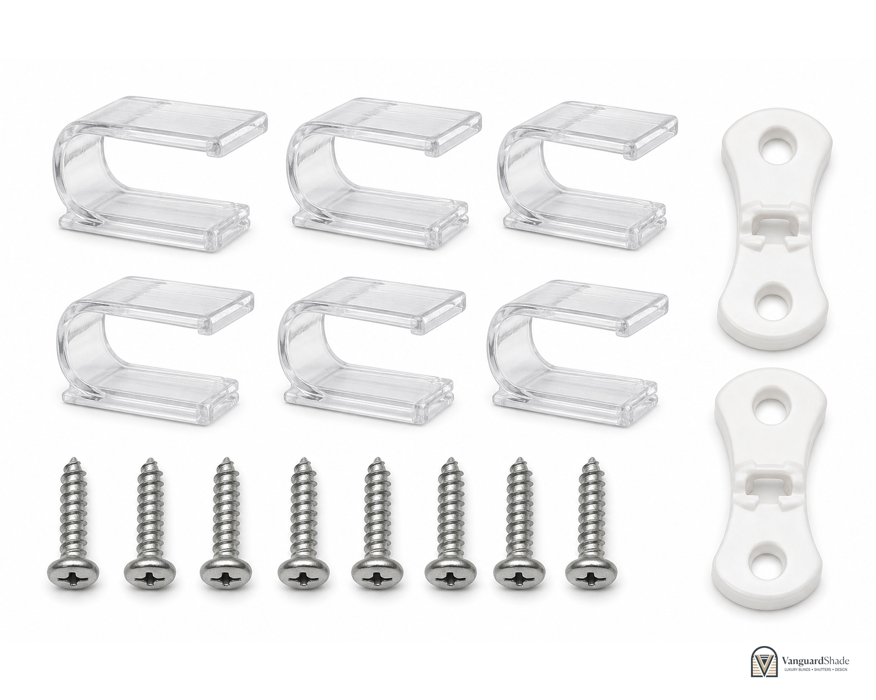 Vanguard Shade Valance Clip and Cord Cleat Service Set - front view