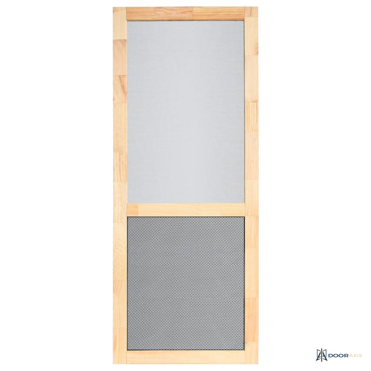 Door Axis 36 in x 80 in Unfinished Wood Hinged Screen Door, Charcoal Fiberglass Mesh - front view