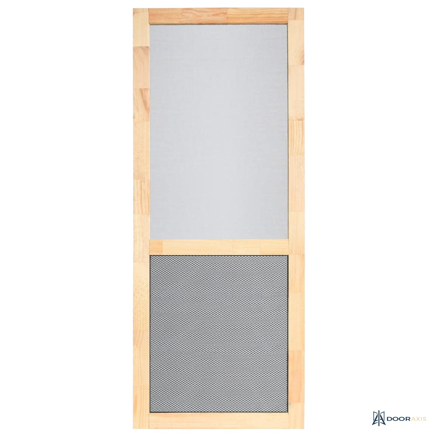 Door Axis 36 in x 80 in Unfinished Wood Hinged Screen Door, Charcoal Fiberglass Mesh - front view
