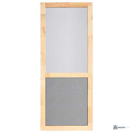 Door Axis 36 in x 80 in Unfinished Wood Hinged Screen Door, Charcoal Fiberglass Mesh - front view