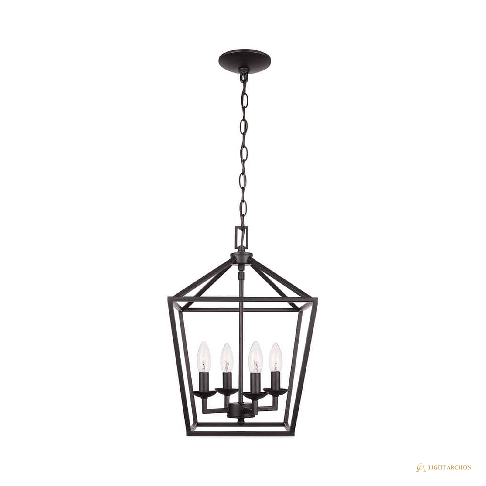 Light Archon Croft 12 in. 4-Light Bronze Farmhouse Cage Chandelier - front view