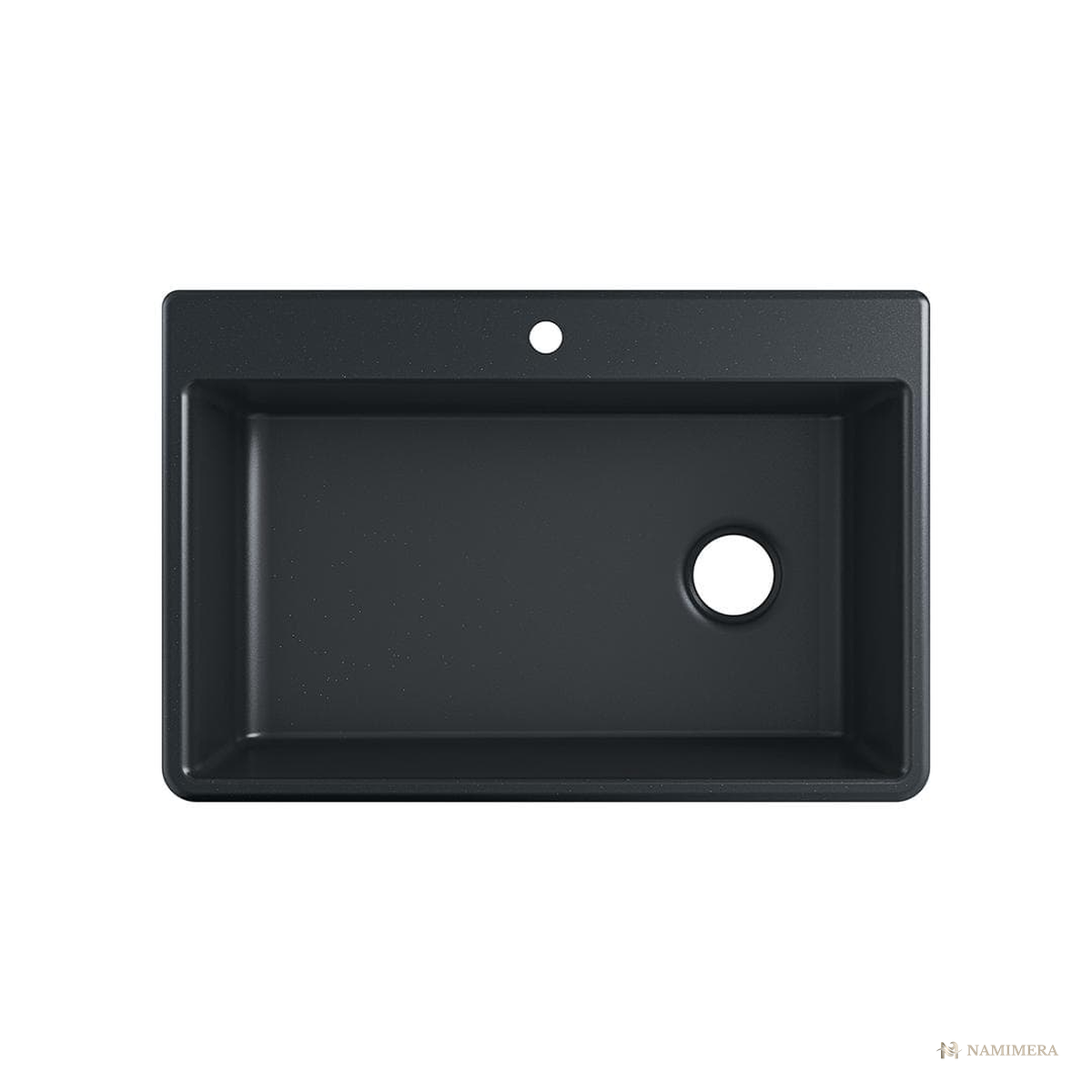 Namimera 33 in. Drop-In Granite Composite Single Bowl Kitchen Sink, Matte Black - front view