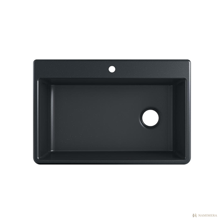 Namimera 33 in. Drop-In Granite Composite Single Bowl Kitchen Sink, Matte Black - front view
