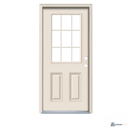 Door Axis 36 in x 80 in 9-Lite Steel Prehung Entry Door with Brickmold, Left-Hand Inswing - front view