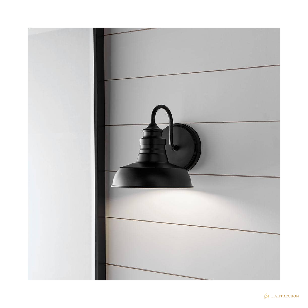 Light Archon Foundry 7.63 in. 1-Light Farmhouse Wall Sconce with Metal Shade, Matte Black - front view