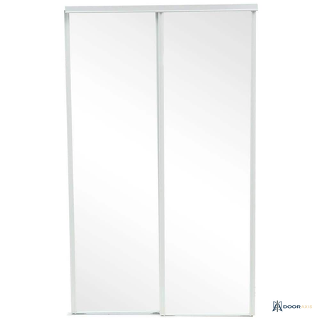 Door Axis 48 in x 80 in Framed Mirror Bypass Closet Door System, White Steel Frame - front view