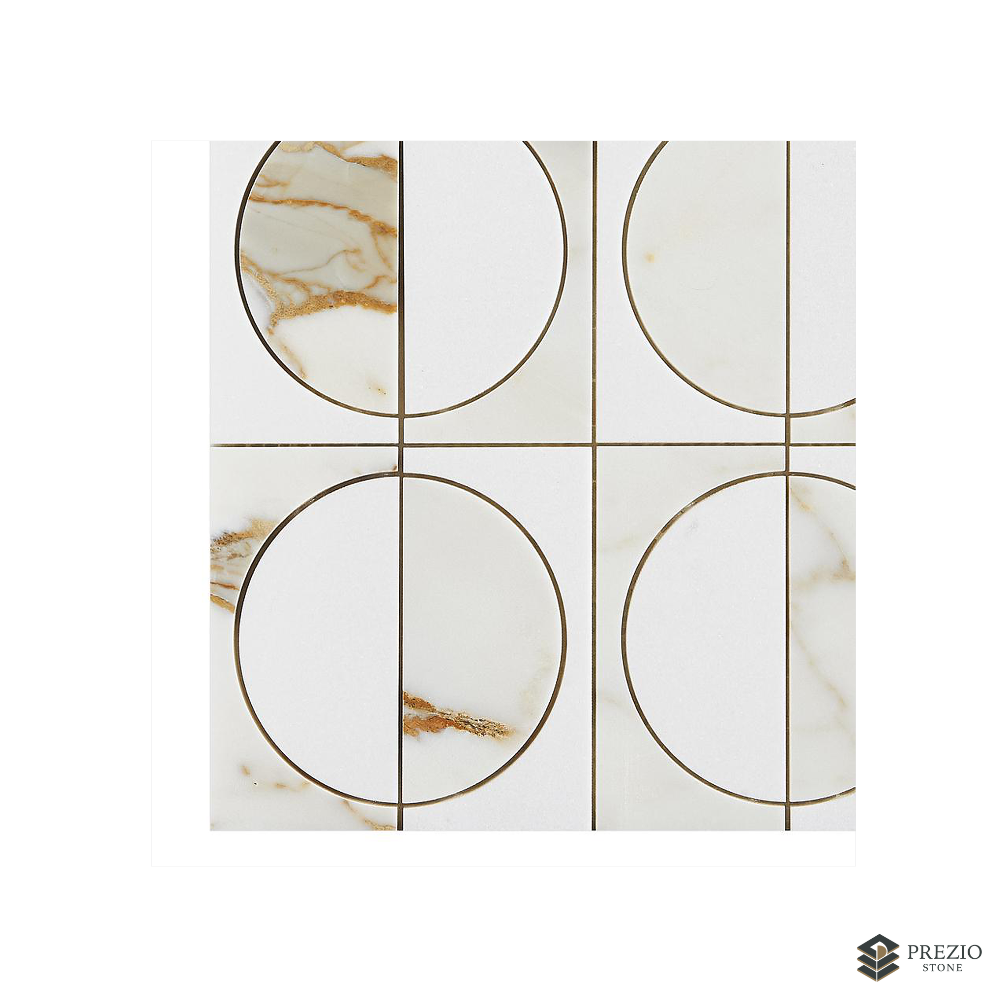 Prezio Stone Half Moon Checker Waterjet Mosaic, Marble in Three Checker Colorways - primary material view