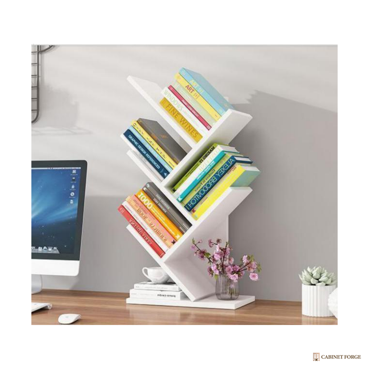 Cabinet Forge White Tree Desktop Shelf - front view
