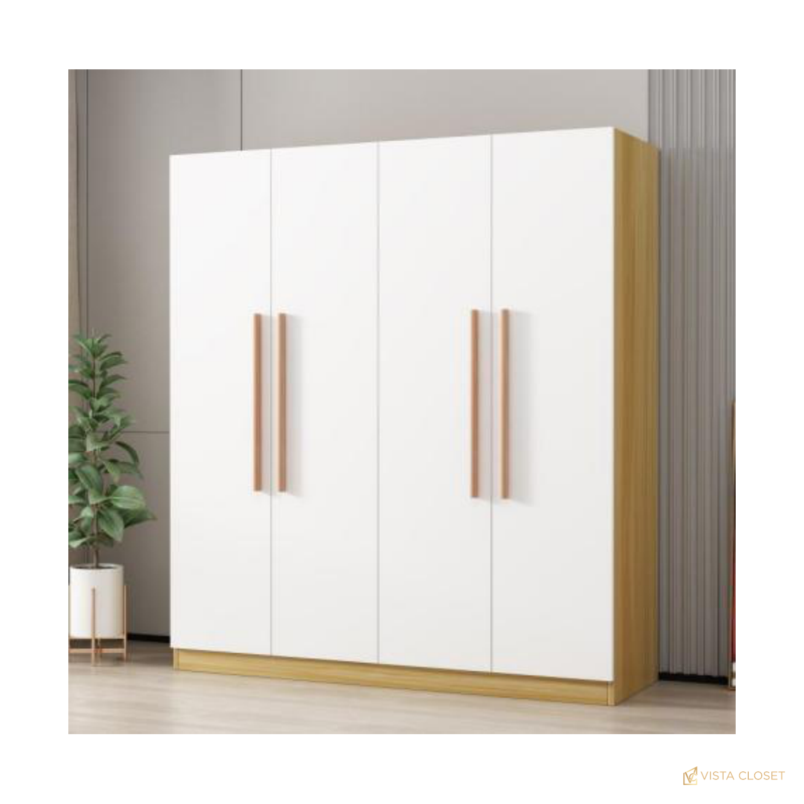 Vista Closet White and Oak Hinged Wardrobe - front view