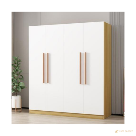 Vista Closet White and Oak Hinged Wardrobe - front view