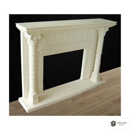 Prezio Stone Greta 59 in. W Carved Stone Fireplace Mantel, Based on Carrara Marble - primary material view