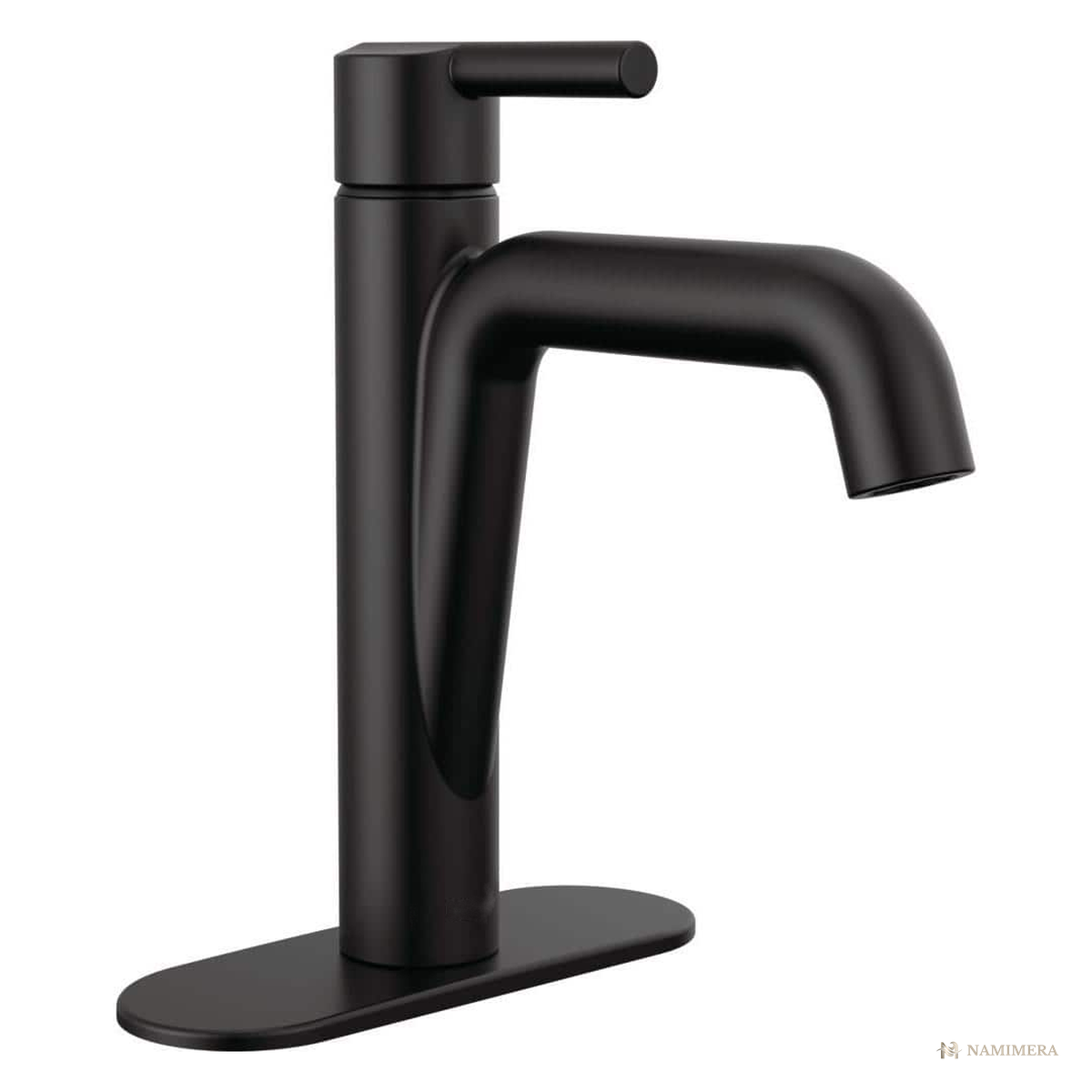 Namimera Single-Hole Single-Handle Bathroom Faucet with Push Pop-Up Drain, 1.2 GPM, Matte Black - front view