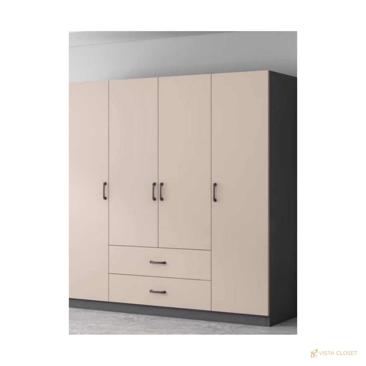 Vista Closet Cream and Graphite Hinged Wardrobe - front view