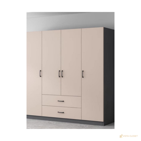 Vista Closet Cream and Graphite Hinged Wardrobe - front view