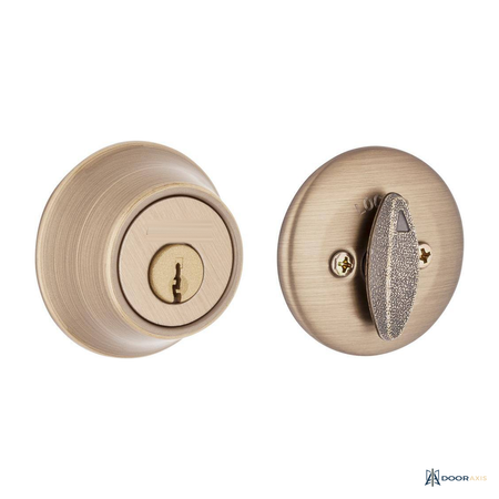 Door Axis Polished Brass Single Cylinder Deadbolt, Classic Round Trim - front view