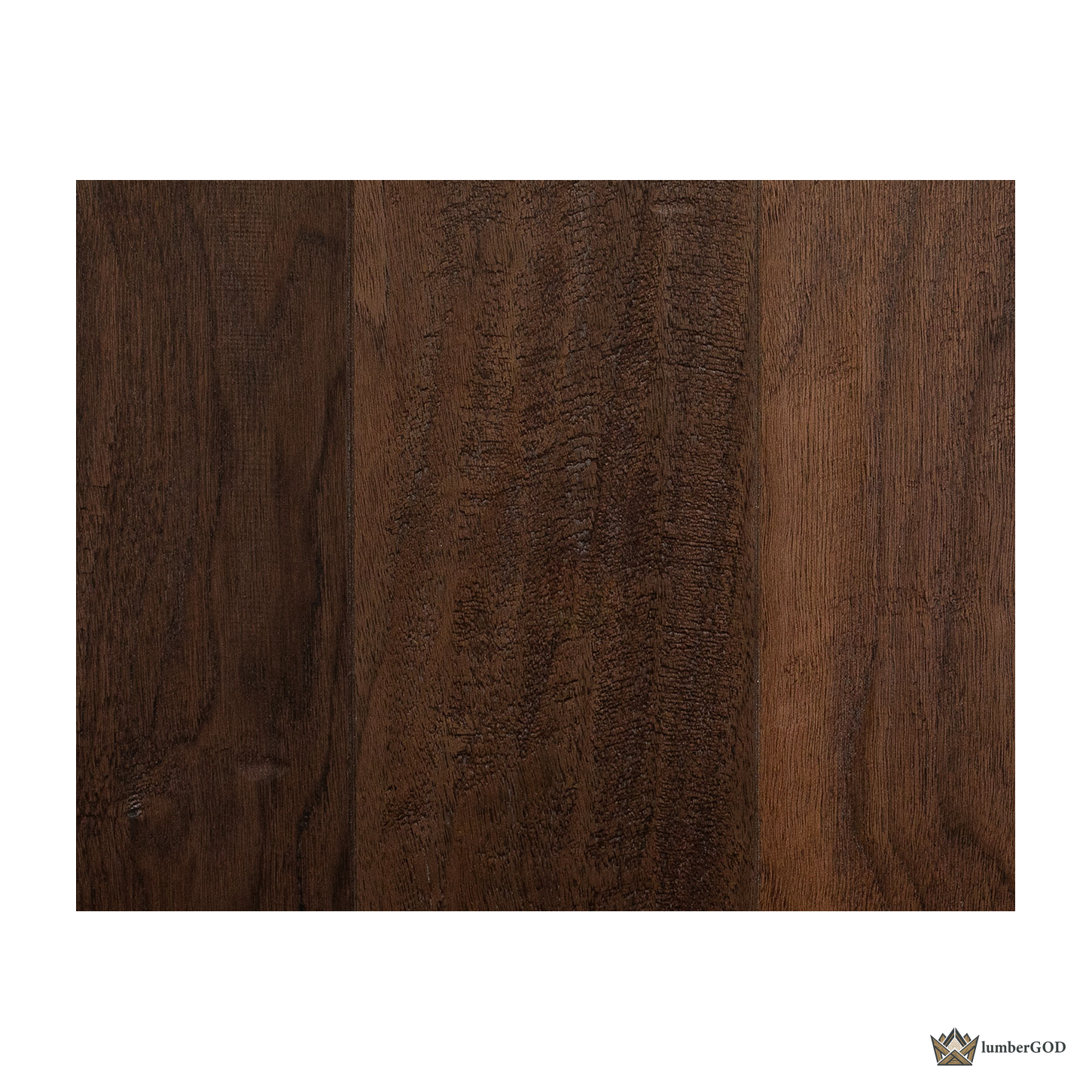 Lumber God Engineered Hardwood Flooring, 5 in Wide Plank, Hickory Red Oak and Walnut - front view