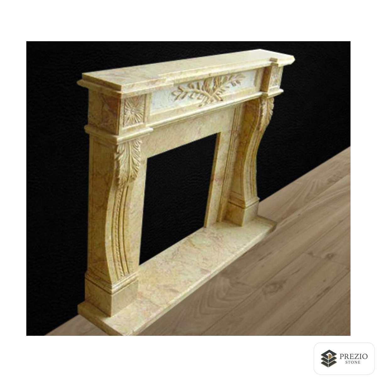 Prezio Stone Isabella 63 in. W Carved Stone Fireplace Mantel, Based on Carrara Marble - primary material view